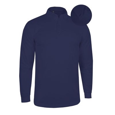 Monterey Club Men's Microfiber Tonal Pinstripe Texture, Solid Tailored Collar Button-Down Long Sleeve Polo Shirt #3639 (Navy, Medium)