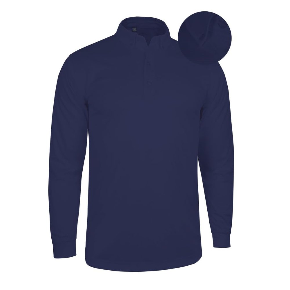 Monterey Club Men's Microfiber Tonal Pinstripe Texture, Solid Tailored Collar Button-Down Long Sleeve Polo Shirt #3639 (Navy, Medium)
