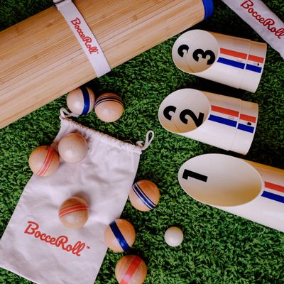 BocceRoll Yard Game Modern Bocce Ball Set with Ramp & Targets | Portable BocceRoll Lawn Game for Backyard & Beach | Premium Wooden Bocce Game for Family & Party Play