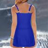 Women's One Piece Swimdress Swimsuits for Women Tummy Control Bathing Suits A-Line Dress Athletic Plus Size Swimwear Blue view 4