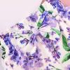AMIMOJY Infrant Baby Clothes Flying Sleeve Ribbed Rompers Solid Tops Girls Floral Prints Short Casual Summer Outfit 2Pcs, 9-12 Months, Purple view 2