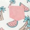 AMIMOJY Toddler Boys Girls Outfit Round Neck Cartoon Tree Print Tops Short Sleeve Shirt Solid Pants Beach Play Wear 2Pcs, Pink view 3