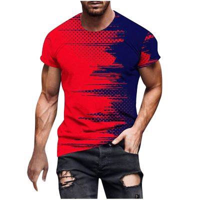 2024 Deals Shirts for Men Short Sleeve Casual Stylish Crewneck Shirts Big and Tall Print Graphic Tee Shirts Summer Pullover Today 2024 Men Red L