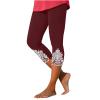 Oplxuo Womens Knee Length Capri Leggings Floral Lace High Waist Leggings Skinny Cropped Workout Yoga Pants Sport Casual Pants view 1