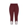 Oplxuo Womens Knee Length Capri Leggings Floral Lace High Waist Leggings Skinny Cropped Workout Yoga Pants Sport Casual Pants view 3