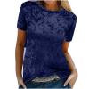Shirts for Women Trendy Summer Velvet Top Short Sleeve T-Shirt Casual Crewneck Tunic Tee Blouse 2024 Fashion Clothes Dark Blue view 4