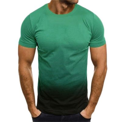 amazon deals of the day Mens Shirts Summer Casual Short Sleeve Crewneck Shirt Vintage Gradient Color Gym Workout Tee Tops Loose Pullover Peime s today 2024 men Green L