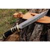 Damascus Bowie Knife, Buffalo Horn & Wood Handle Knife, Fixed Blade Knife, Hunting Knife, Leather Sheath, USA, Black view 4