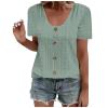 2024 Womens Shirts Trendy Summer Scoop Neck Lace Crochet Eyelet Tops Short Sleeve Casual Button Blouses Plus Size Tee Green view 1