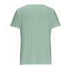 2024 Womens Shirts Trendy Summer Scoop Neck Lace Crochet Eyelet Tops Short Sleeve Casual Button Blouses Plus Size Tee Green view 2