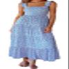 Recious Womens Sexy Sleeveless Square Neck Ruched Printed A-line Party Clubwear Beach Dress Blue view 1