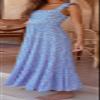Recious Womens Sexy Sleeveless Square Neck Ruched Printed A-line Party Clubwear Beach Dress Blue view 4