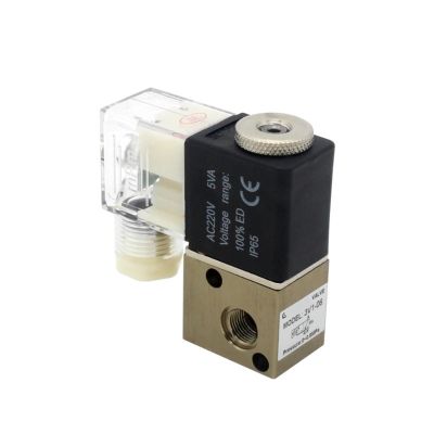 3V1-06 2 Position 3 Way Pneumatic Solenoid Valve Normally Closed 1/8 Pneumatic Control Valve DC12V 24V AC 110V 220V 1Pcs (Color : 3V1-06 AC220V)