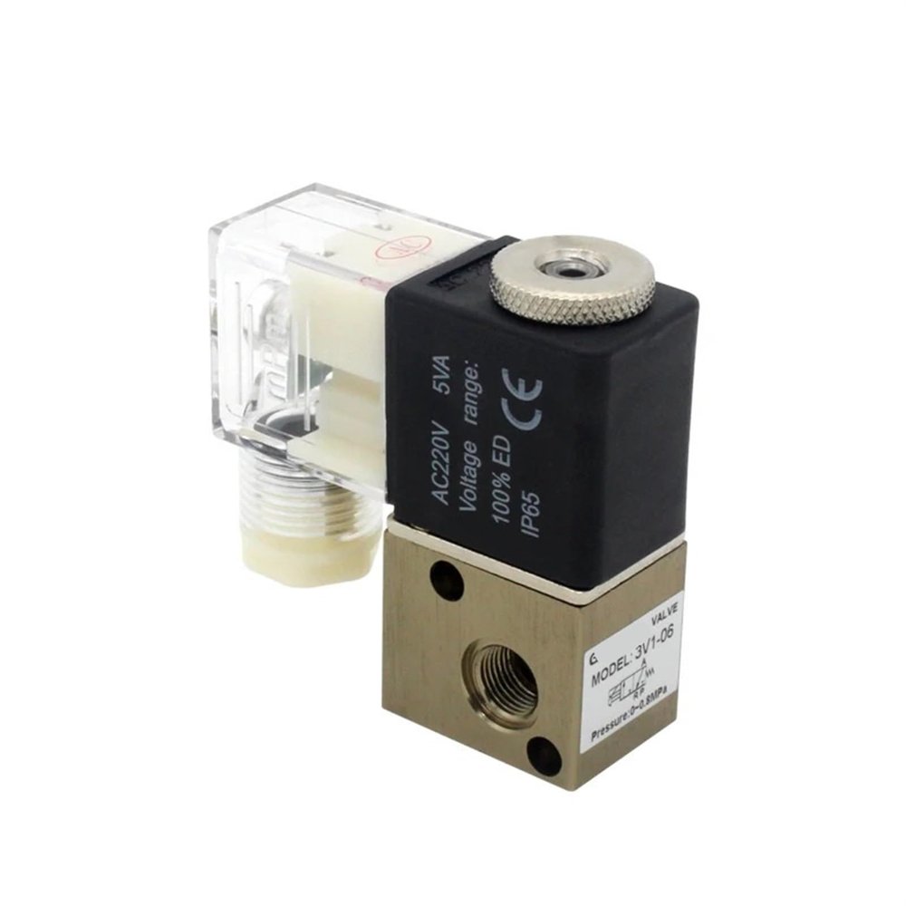 3V1-06 2 Position 3 Way Pneumatic Solenoid Valve Normally Closed 1/8 Pneumatic Control Valve DC12V 24V AC 110V 220V 1Pcs (Color : 3V1-06 AC220V)