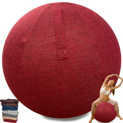 WTZHHK Protective Cover for Exercise Ball 55cm 65cm, Ball Chair Covers, Foldable Seat Balls Fabric Cover Lightweight Yoga Ball Cover Sitting Ball Covers with Handle Puncture Dust Cover(Red,65CM)