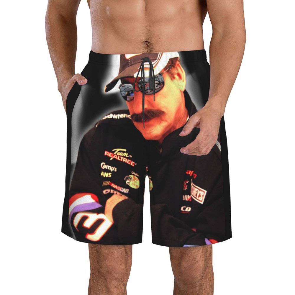 ETSDJ Dale Earnhardt Sr #3 Swim Trunks Mens Quick Dry Swim Trunks Summer Beach 9"" Swim Trunks White, Small