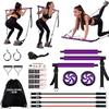 Pilates bar kit Multiple Fitness bar with Resistance Bands, Ab Rollers.Core Strength Training Equipment. Squat Machine for Men and Women.Portable Home Gym Pilates bar kit for Full Body Training Women view 1