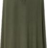 NineFit Basics Women's Stylish Comfy Fold-Over Flare Maxi Skirt Beach Long Maxi Skirt Ruched Split High Waist Bodycon Skirt (Medium,Green) view 4