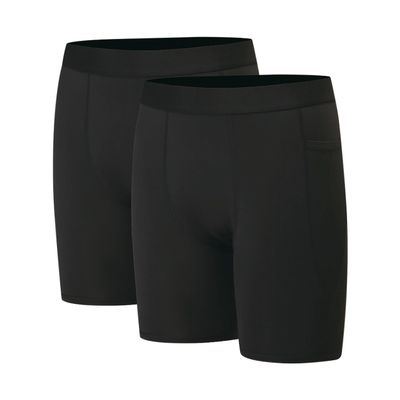 Runceptual Youth Boys' Compression Shorts - Performance Spandex Athletic Underwear for Basketball with Side Pocket (US, Alpha, X-Small, Regular, 2 Pack:BlackBlack)