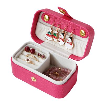 Portable Travel Mini Jewelry Box PU Leather Organizer Box Leather Jewellery Ring Lipsticks Organizer Case Storage Box Gift for Girls Women