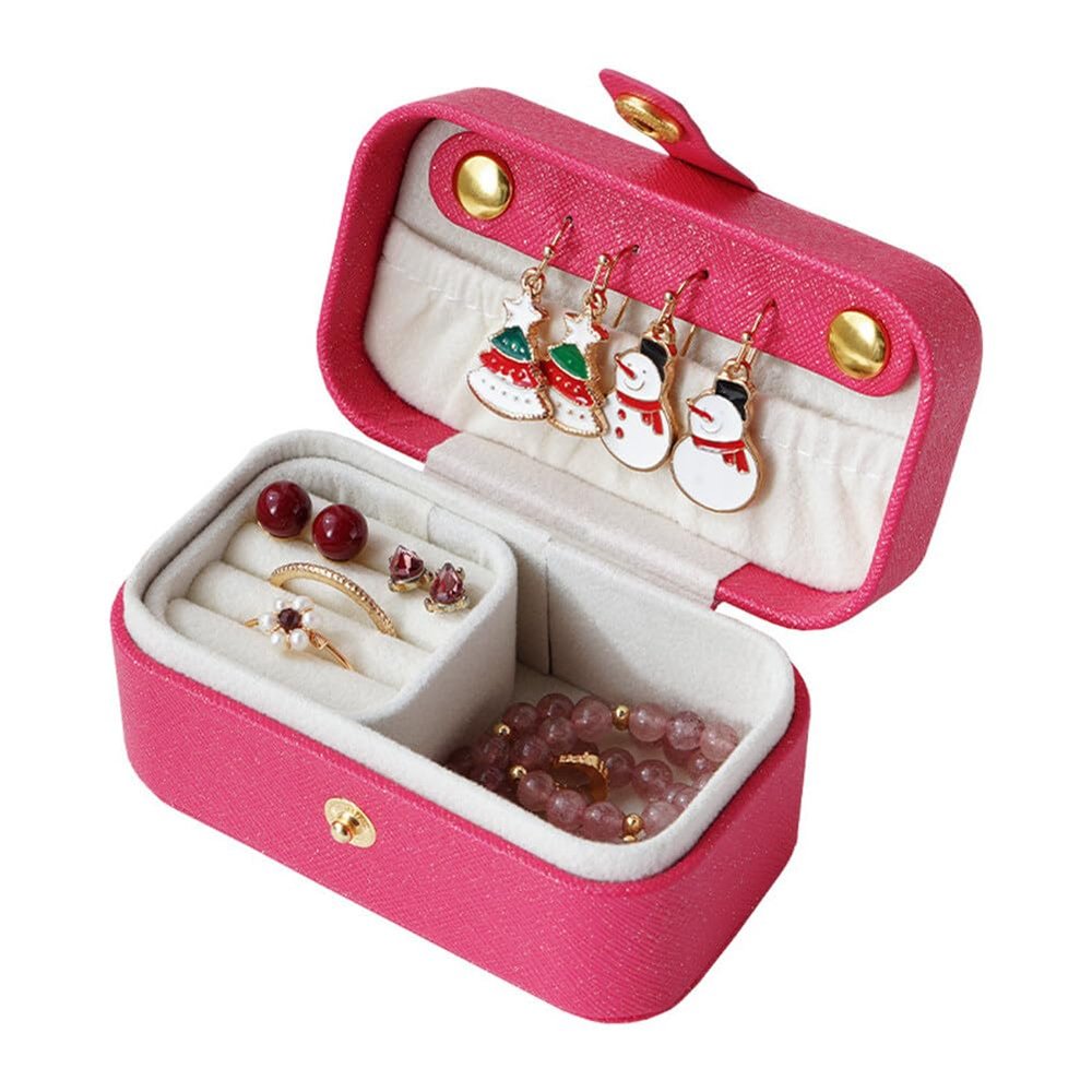 Portable Travel Mini Jewelry Box PU Leather Organizer Box Leather Jewellery Ring Lipsticks Organizer Case Storage Box Gift for Girls Women
