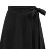 Women's Wrap Side Tie High Rise Split Skirt Solid Maxi Skirt Boho Long Dresses Ruffle Hem Skirt with Slit (XX-Large,Black) view 2