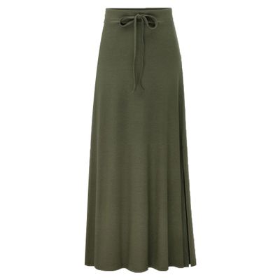 Women's Stylish Comfy Fold-Over Flare Maxi Skirt Beach Long Maxi Skirt Ruched Split High Waist Bodycon Skirt (5X-Large,Green)