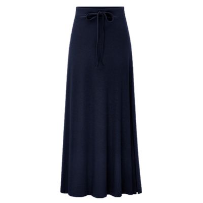 Generic Women'S Stylish Comfy Fold-Over Flare Maxi Skirt Beach Long Maxi Skirt Ruched Split High Waist Bodycon Skirt (Large,Dark Blue)