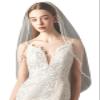 YAEISM Pearl Edge Wedding Veil Sequin Beaded Trim Bridal Veils Elegant Crystal Fingertip Length Bachelorette Party Veil 1 Tier Ivory Tulle Glitter Veils for Brides view 1