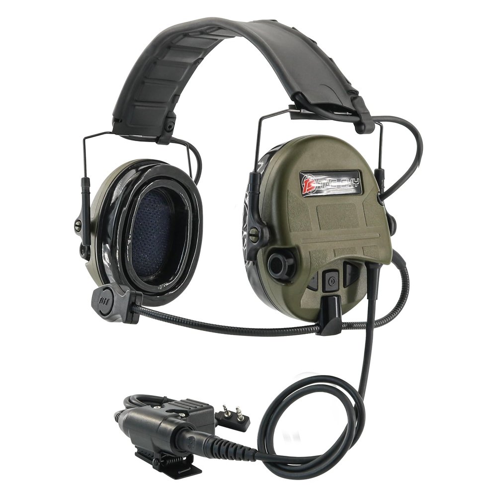 TACGZGJSM TAC200PROULTRA Tactical Headset,Ear Protection,Electronic Noise Canceling Headphones,with U94 PTT,for Airsoft,Hunting (Army Green)