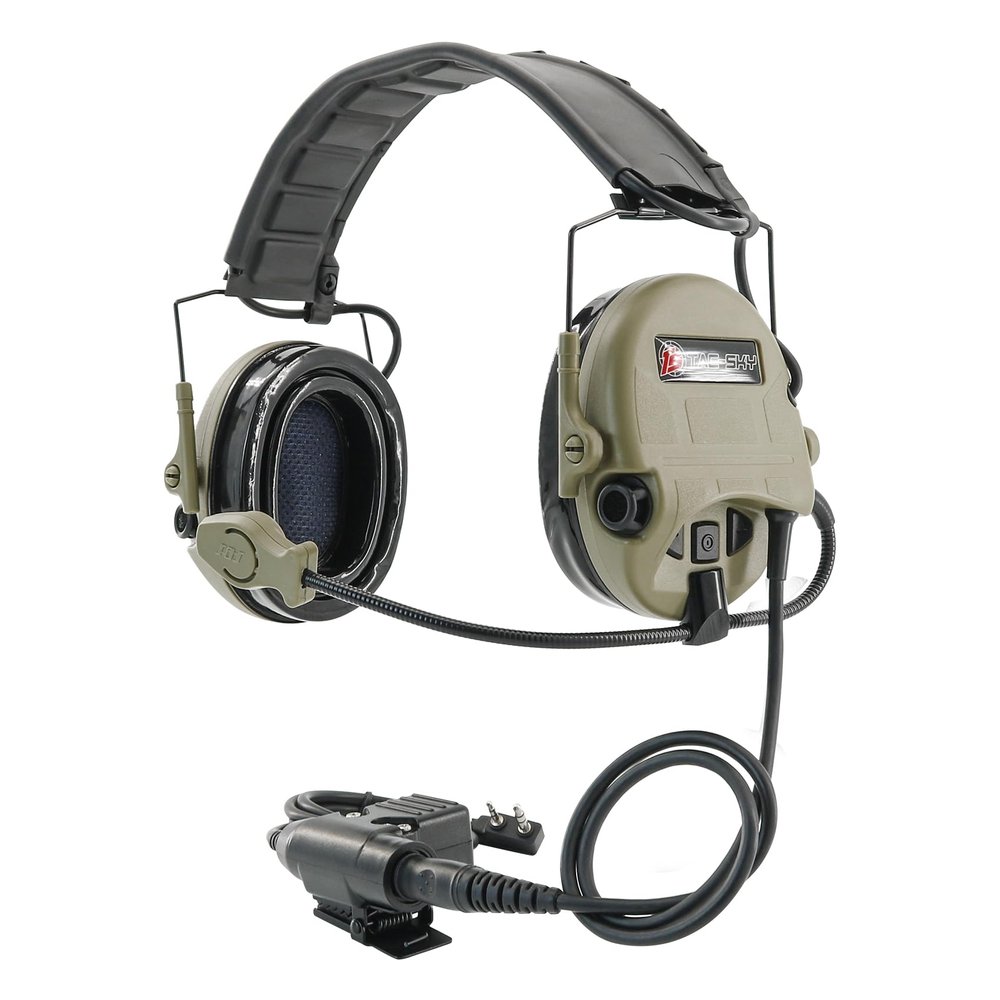 TACGZGJSM TAC200PROULTRA Tactical Headset,Ear Protection,Electronic Noise Canceling Headphones,with U94 PTT,for Airsoft,Hunting (Tan)