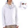 IBIH Men's UPF50+ Sun Protection Hoodie Long Sleeve Thumbhole Elastic Quick Dry Sun Shirts Full Zipper Fishing Jacket,White,Medium view 2