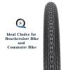 SIMEIQI 26x2.35 Inch Beach Cruiser Bike Tire Black White Wall or Brown Cream Wall Folding Replacement Bicycle Tire for Hybrid City Commuter Trail (Black White 2 Tires 2 Levers, 26x2.35) view 2