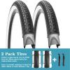 SIMEIQI 26x2.35 Inch Beach Cruiser Bike Tire Black White Wall or Brown Cream Wall Folding Replacement Bicycle Tire for Hybrid City Commuter Trail (Black White 2 Tires 2 Levers, 26x2.35) view 3