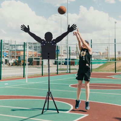 Kunovo Basketball Shooting Defender Dummy, Dribbling Training Aid with Triangle Stand Base, Professional Shot Trainer Mannequin for Dribbling/Passing (Size : Small)