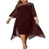 Akivide Womens 3/4 Sleeve Plus Size Midi Dresses Round Neck Wrap Pencil Dress Formal Evening Wedding Party Midi Dress view 1
