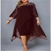Akivide Womens 3/4 Sleeve Plus Size Midi Dresses Round Neck Wrap Pencil Dress Formal Evening Wedding Party Midi Dress view 2