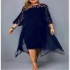 Akivide Womens Round Neck Plus Size Dresses 3/4 Sleeve Wrap Pencil Dress Formal Evening Wedding Party Midi Dress view 2