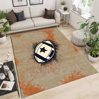 Srocvi Ball Print Area Rug American Football Decorative Mats Rustic Retro Lodge Style Playroom Home Decor Floor Mat Non-Slip Washable Carpet for Living Room Bedroom Entrance Kitchen Rugs, 4x5ft