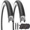 SIMEIQI 26x2.35 Inch Beach Cruiser Bike Tire Black White Wall or Brown Cream Wall Folding Replacement Bicycle Tire for Hybrid City Commuter Trail (Black White 2 Tires 2 Tubes 2 Levers, 26x2.35) view 1