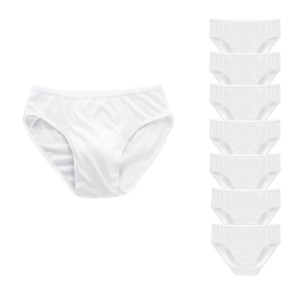 Fuzzleehi Men's Disposable Panties Underwear Travel Panties Pure Cotton Emergencies Panties for Business Trip Travel Hotel Spa Hospital Pants White Small(7pcs/pk)