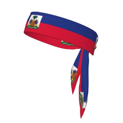 Trukd Haitian Flag Headbands,Sports Head Tie,Headband for Men and Women,Hair Band for Running, Workout, Football, Black, TD-TD12158