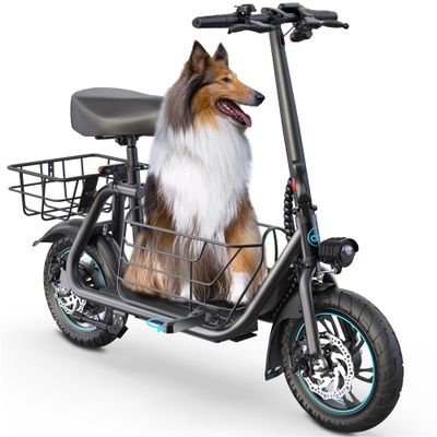 URBANMAX Electric Scooter with Seat for Adult,300W Motor,Up to 15.5 MPH,Max Range 20 Miles,Includes Ample Storage Basket for Pets Dogs Items,C1S-7S4