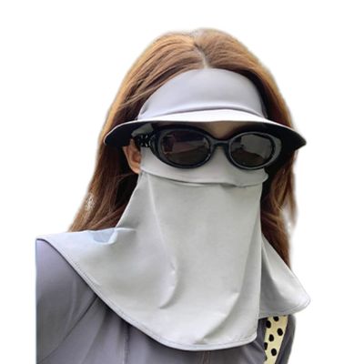 eaonitu Breathable UV Face Cover Visor UPF 50+ Women Summer Face Covering Eye Protection Sunscreen Mask Sports Face Cover (LightGrey)