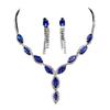 NineFit Basics Fashion Blue Crystal Prom Wedding Jewelry Set Women Accessories Flower Tassels Necklace Earrings Bridal Jewelry Set, ATZ22032blue view 1
