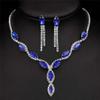 NineFit Basics Fashion Blue Crystal Prom Wedding Jewelry Set Women Accessories Flower Tassels Necklace Earrings Bridal Jewelry Set, ATZ22032blue view 2