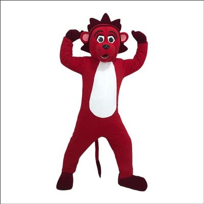Strong Red Lion Mascot Costume Adult Size for Men & Women with Built-in Fan Inside the Head