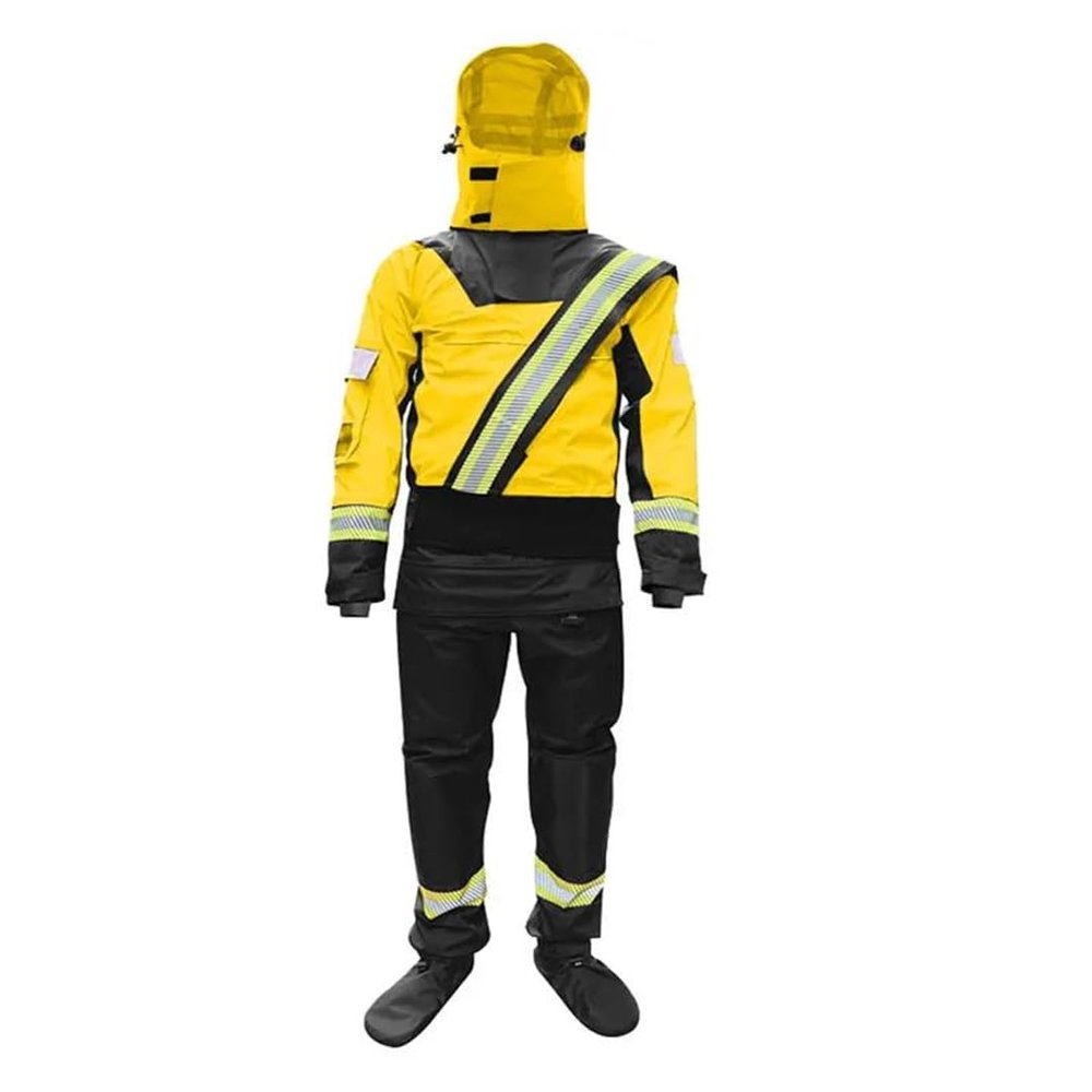 Reflective Survival Water Rescue Drysuits 4-Layer Waterproof MenS Kayak Sports Dry Suits Yellow XL