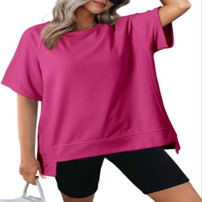 Dokotoo Womens Casual Summer Maternity Tops Crewneck Sweatshirt Short Sleeve Oversized T Shirts Fashion 2026 Lightweight Thin Cotton Basic Pullover Cute Loose Fit Beach Vacation Clothes Rosy XX-Large