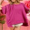 Dokotoo Womens Casual Summer Maternity Tops Crewneck Sweatshirt Short Sleeve Oversized T Shirts Fashion 2026 Lightweight Thin Cotton Basic Pullover Cute Loose Fit Beach Vacation Clothes Rosy XX-Large view 3